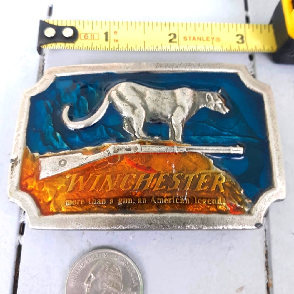 Winchester Belt Buckle Signature Logo. Blue. Vintage. #1198